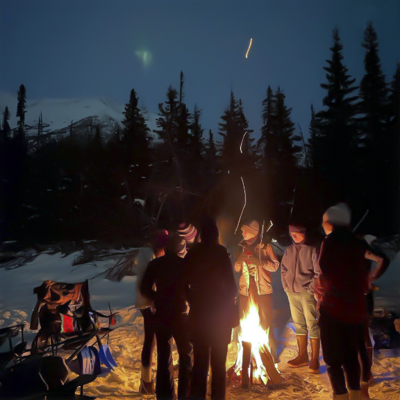 Soirée autour du feu - Elise - Un an en Alaska